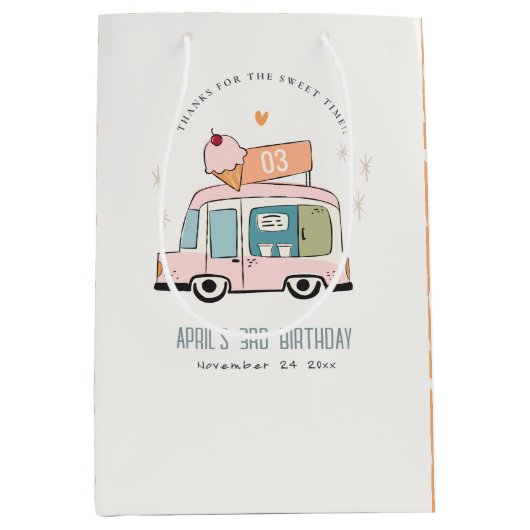 Cute Pastel Sweet Time Ice Cream Birthday Medium Cadeauzakje (Voorkant)