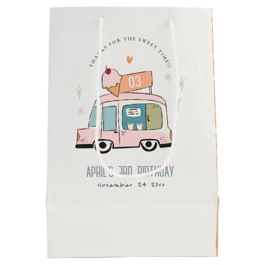 Cute Pastel Sweet Time Ice Cream Birthday Medium Cadeauzakje (Achterkant)