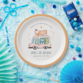 Cute Pastel Sweet Time Ice Cream Truck Birthday Na Papieren Bordje (Feest)