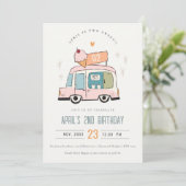 Cute Pastel Sweet Two Ice Cream Truck 2e verjaarda Kaart (Staand voorkant)