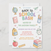 Cute Pastel Terug naar School Feest Kaart (Voorkant)