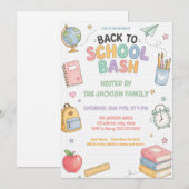 Cute Pastel Terug naar School Feest Kaart (Voorkant / Achterkant)