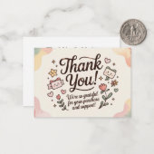 Cute Pastel Thank You Card  Notitiekaartje (Voorkant / Achterkant in situ)