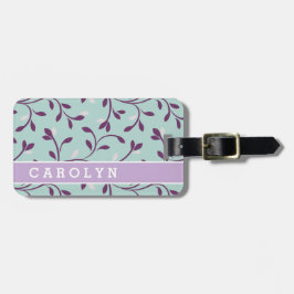Cute pastel turquoise floral Patroons monogram Bagagelabel