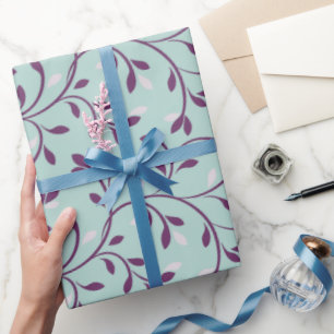 Cute pastel turquoise floral Patroons monogram Cadeaupapier