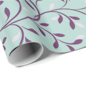 Cute pastel turquoise floral Patroons monogram Cadeaupapier (Rol Hoek)