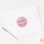 Cute Pastel Uil Vrienden Stickerblad Ronde Sticker (Envelop)