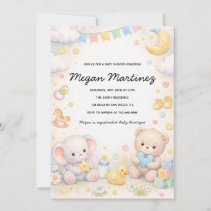 Cute Pastel Uitnodiging Voor Baby Shower Template