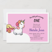 Cute pastel unicorn 1e verjaardagsuitnodiging kaart (Voorkant)