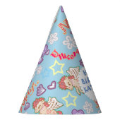 Cute Pastel Unicorn Blue. Feesthoedje (Links)