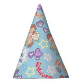 Cute Pastel Unicorn Blue. Feesthoedje (Rechts)