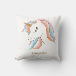 Cute Pastel Unicorn Girly Pink Blue, op maat gemaa Kussen