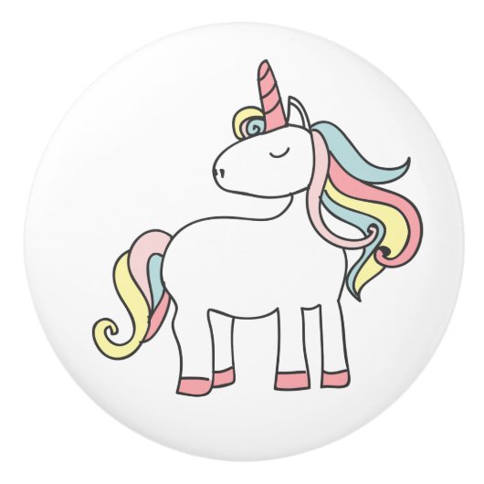 Cute Pastel Unicorn Keramische Knop (Voorkant)
