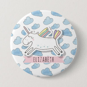 Cute pastel unicorn. Meisje. Grappig magisch dier Ronde Button 7,6 Cm