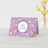 Cute pastel unicorn patroon verjaardagskaart kaart (Gele Bloem)