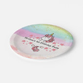 Cute Pastel Unicorn & Rainbow Birthday Party Papieren Bordje (Gekanteld)
