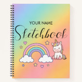 Cute Pastel Unicorn Rainbow Custom Name Notitieboek (Voorkant)