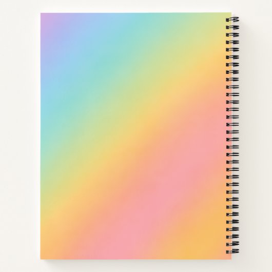 Cute Pastel Unicorn Rainbow Custom Name Notitieboek (Achterkant)