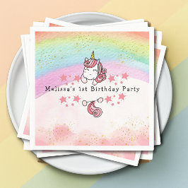 Cute Pastel Unicorn & Rainbow First Birthday  Servet