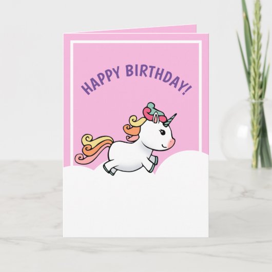 Cute pastel unicorn verjaardagskaart bedankkaart (Voorkant)