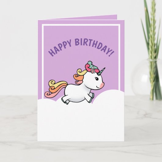 Cute pastel unicorn verjaardagskaart bedankkaart (Voorkant)