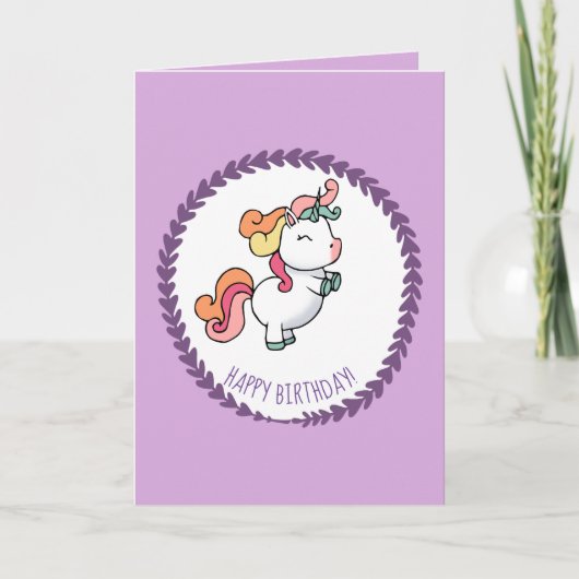 Cute pastel unicorn verjaardagskaart kaart (Voorkant)
