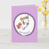 Cute pastel unicorn verjaardagskaart kaart (Gele Bloem)