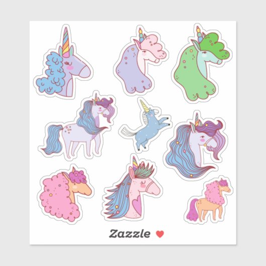 Cute pastel unicorns sticker pack (Vel)