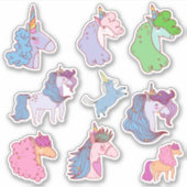 Cute pastel unicorns sticker pack (Voorkant)