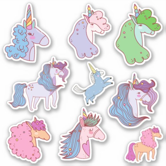 Cute pastel unicorns sticker pack (Voorkant)