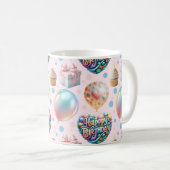 Cute pastel verjaardagspatroon koffiemok (Voorkant rechts)