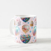 Cute pastel verjaardagspatroon koffiemok (Voorkant links)