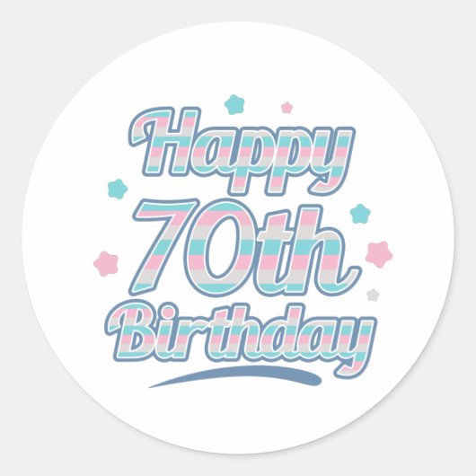 Cute Pastel Viering 70e verjaardag Ronde Sticker (Voorkant)