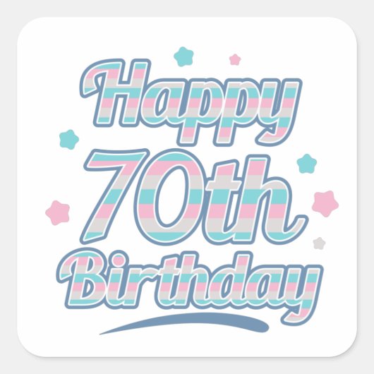 Cute Pastel Viering 70e verjaardag Vierkante Sticker (Voorkant)