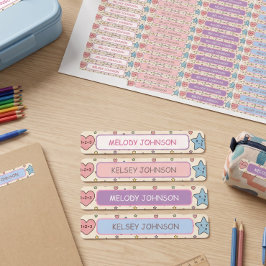 Cute Pastel Vormen Patroon Meisje Kleur Gecodeerd Labels