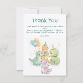 Cute Pastel Watercolor Dinosaurs Birthday Bedankkaart