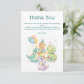 Cute Pastel Watercolor Dinosaurs Birthday Bedankkaart (Staand voorkant)