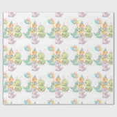 Cute Pastel Watercolor Dinosaurs Birthday Cadeaupapier (Vlak)