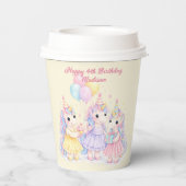 Cute Pastel Watercolor Dinosaurs Birthday Papieren Bekers (Achterkant)