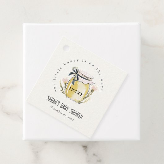 Cute Pastel Watercolor Honey Jar Baby Shower Bedankjes Labels (In situ)