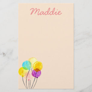 Cute pastel waterverf ballonnen briefpapier