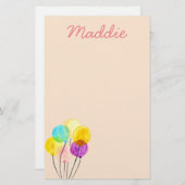 Cute pastel waterverf ballonnen briefpapier (Voorkant / Achterkant)