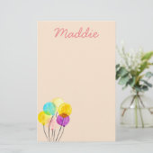Cute pastel waterverf ballonnen briefpapier (Staand voorkant)