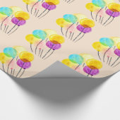 Cute pastel waterverf ballonnen cadeaupapier (Hoek)