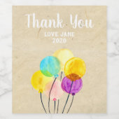 Cute pastel waterverf ballonnen wijn etiket (Enkel label)