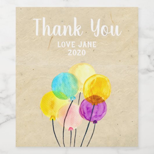 Cute pastel waterverf ballonnen wijn etiket (Enkel label)
