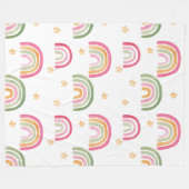 Cute Pastel Waterverf Boho Rainbows and Stars Fleece Deken (Voorkant (Horizontaal))