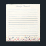 Cute Pastel Waterverf Flowers Personated Lined Notitieblok<br><div class="desc">Stijlvol laptopblok met een prachtige waterverf van delicate floralen in  pastelkleuren,  op maat van jouw naam. Geweldig cadeauidee!</div>