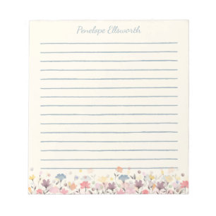 Cute Pastel Waterverf Flowers Personated Lined Notitieblok