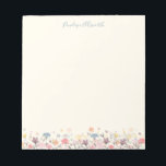 Cute Pastel Waterverf Flowers Persoonlijke naam Notitieblok<br><div class="desc">Stijlvol,  niet-bekleed notitieblok met een prachtig schilderij van fijne waterverf in  pastelkleuren,  gepersonaliseerd met jouw naam. Geweldig cadeauidee!</div>
